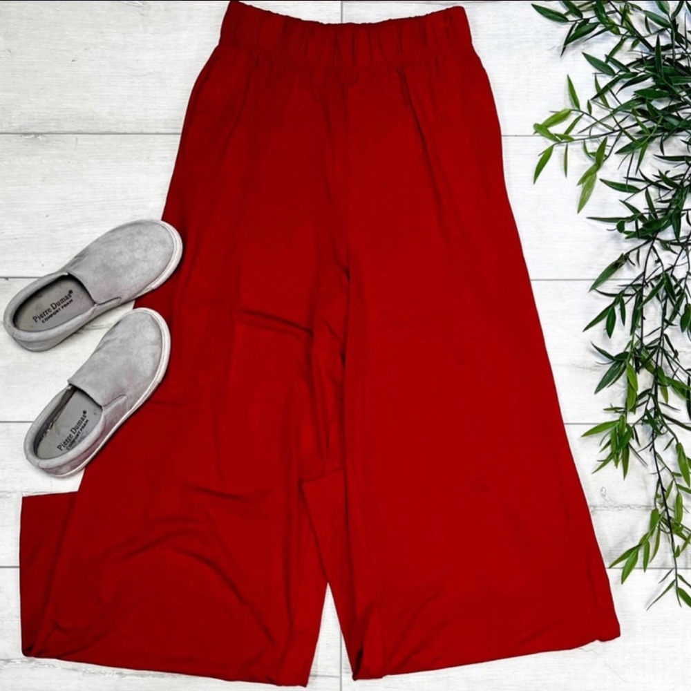 zenana wide leg pants- burgundy